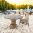 Tavolo Rotondo da Esterno in Polyrattan con Piano in Vetro - Gigi Viadurini
