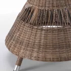 Tavolo Rotondo da Esterno in Polyrattan con Piano in Vetro - Gigi Viadurini