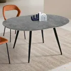 Tavolo Rotondo da Sei Persone con Piano in Mdf e Base in Metallo - Croma Viadurini