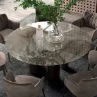 Tavolo Rotondo Fisso in Ceramica e Acciaio Made in Italy - Forbice Viadurini
