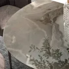 Tavolo Rotondo Fisso in Ceramica e Acciaio Made in Italy - Forbice Viadurini