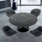 Tavolo Rotondo Moderno in Marmo di Carrara e Marquinia Made in Italy – Dollars Viadurini