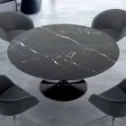Tavolo Rotondo Moderno in Marmo di Carrara e Marquinia Made in Italy – Dollars Viadurini