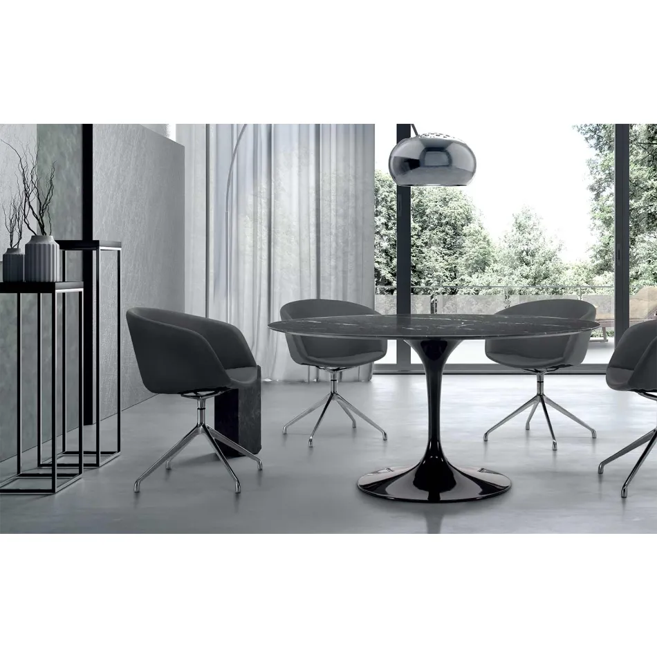 Tavolo Rotondo Moderno in Marmo Marquinia Made in Italy – Dollars Viadurini