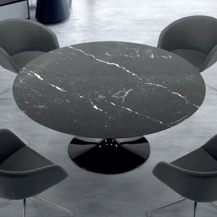 Tavolo Rotondo Moderno in Marmo Marquinia Made in Italy – Dollars Viadurini