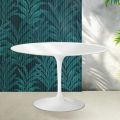 Tavolo Rotondo Tulip Saarinen H 74 cm in Ceramica Florim Bianco Lucido - Scarlet