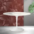 Tavolo Rotondo Tulip Saarinen H 74 cm in Ceramica Florim Statuario Opaco - Scarlet Viadurini