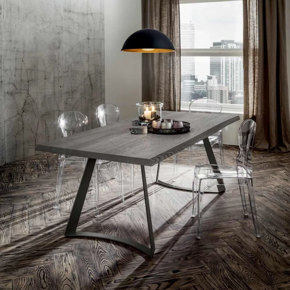 Tavolo Sala da Pranzo con Piano in Rovere Scortecciato Made in Italy - Pinocchio Viadurini