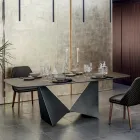 Tavolo Sala da Pranzo Piano in Ceramica Opaca e Gambe in Metallo - Monacco Viadurini