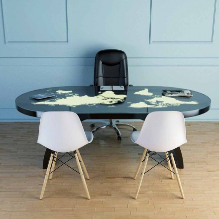 Tavolo scrivania moderno con piano in vetro made in Italy, Pontida Viadurini