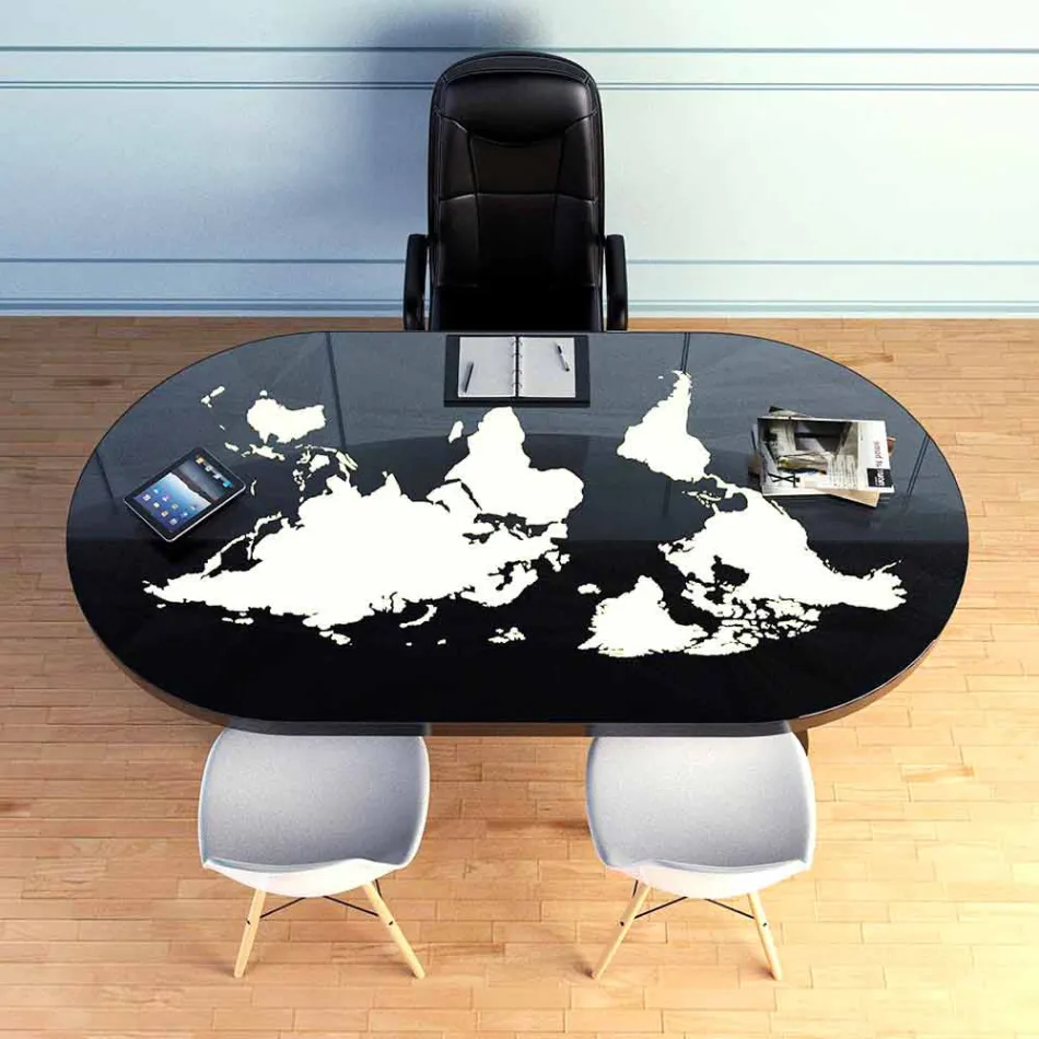 Tavolo scrivania moderno con piano in vetro made in Italy, Pontida Viadurini