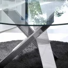 Tavolo tondo di design d.130 piano in cristallo made in Italy Cristal Viadurini