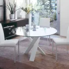 Tavolo tondo di design d.150 piano in cristallo made in Italy Cristal Viadurini