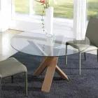 Tavolo tondo di design d.160 piano in cristallo made in Italy Cristal Viadurini