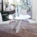 Tavolo tondo di design D 160 piano in cristallo made in Italy Cristal