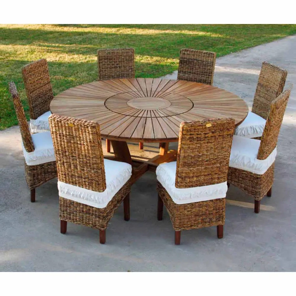Tavolo tondo in teak e massello Real Table Viadurini