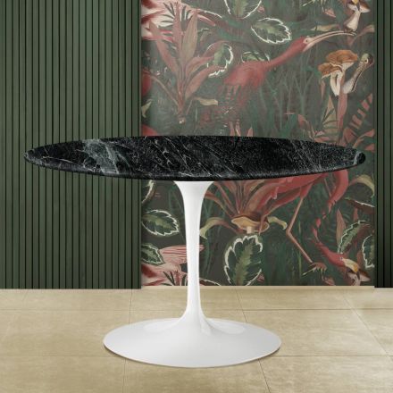 Tavolo Tulip Eero Saarine H 73 con Piano Rotondo in Marmo Verde Alpi Viadurini