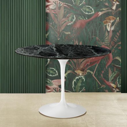 Tavolo Tulip Eero Saarine H 73 Rotondo in Marmo Verde Alpi Made in Italy - Scarlet Viadurini