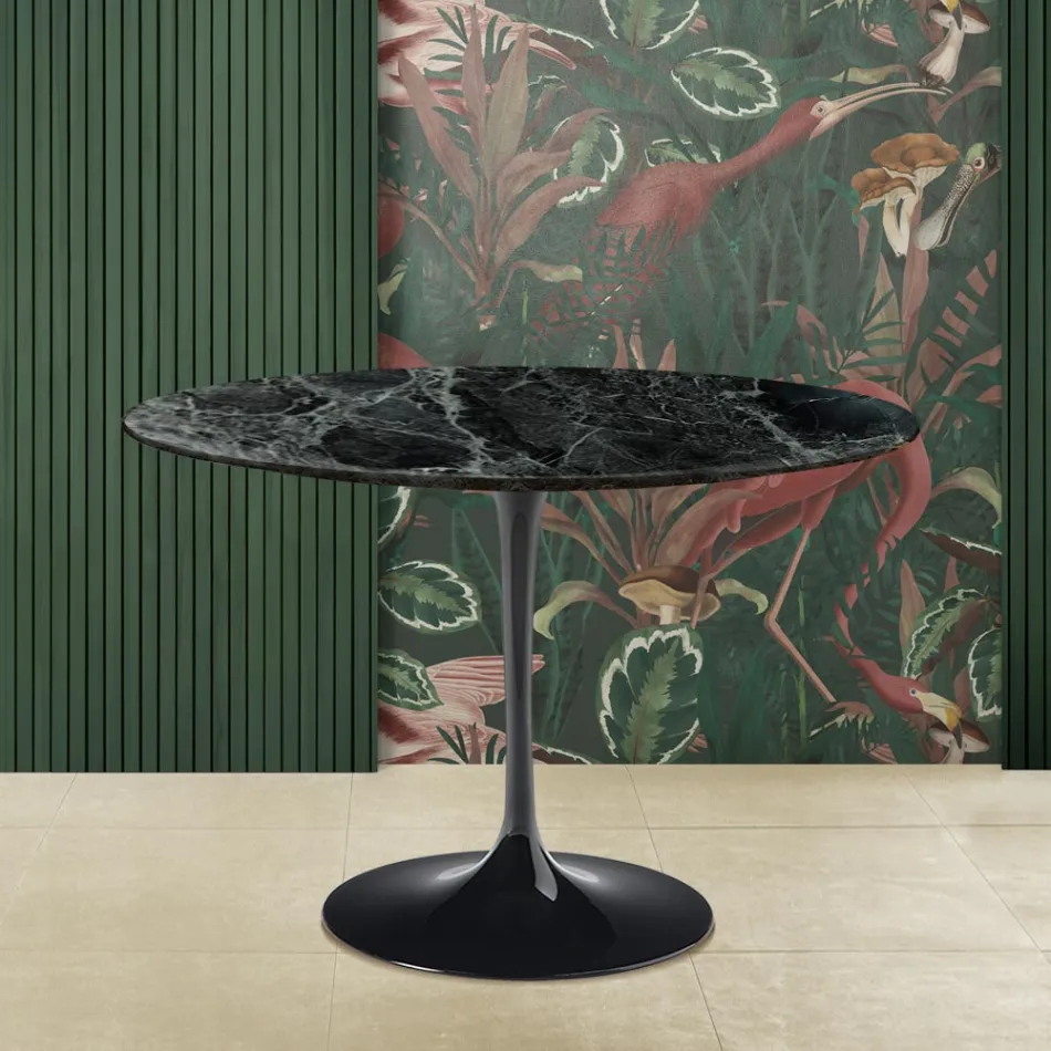 Tavolo Tulip Eero Saarine H 73 Rotondo in Marmo Verde Alpi Made in Italy - Scarlet Viadurini