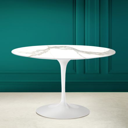 Tavolo Tulip Eero Saarinen H 73 in Calacatta Michelangelo Made in Italy - Scarlet Viadurini