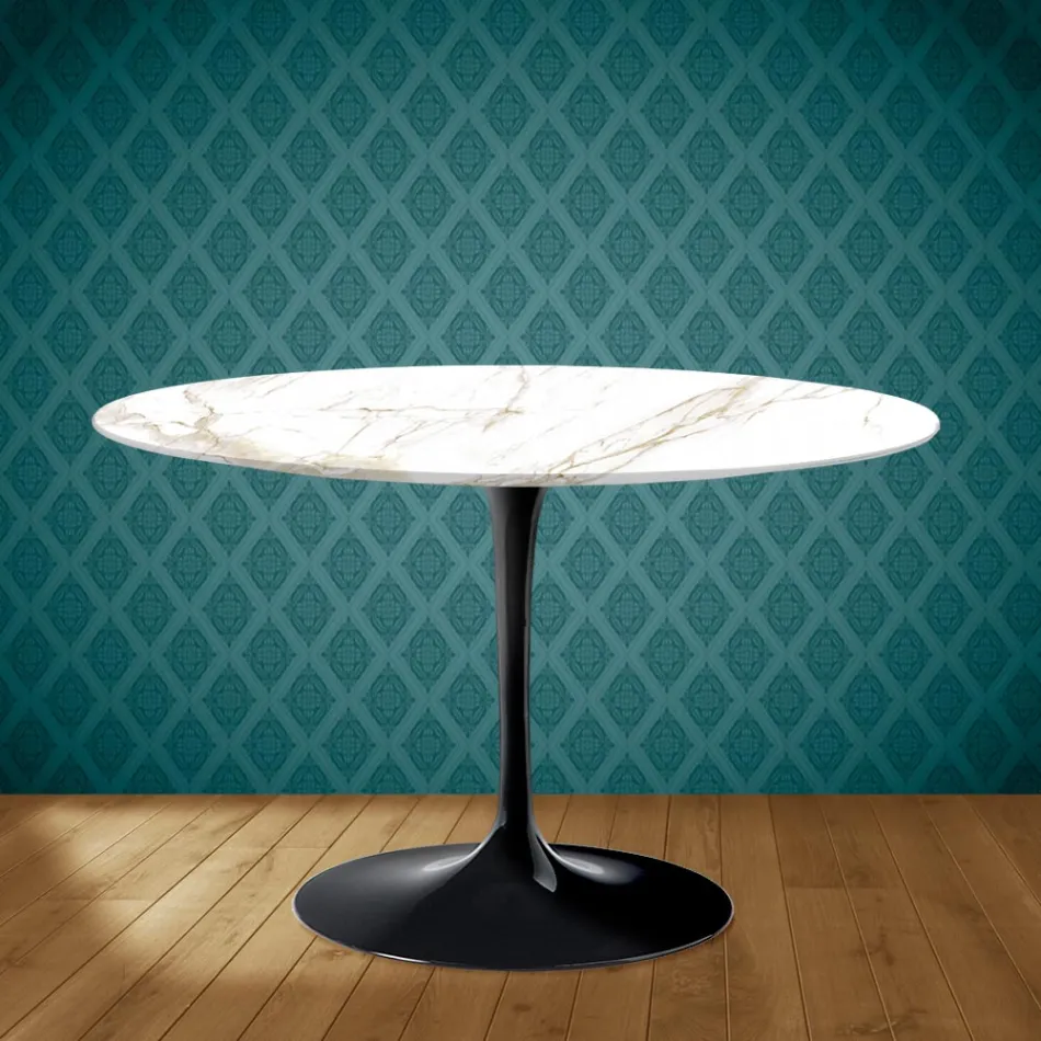 Tavolo Tulip Eero Saarinen H 73 in Ceramica Entzo Made in Italy - Scarlet Viadurini