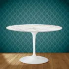 Tavolo Tulip Eero Saarinen H 73 in Ceramica Morpheus Made in Italy - Scarlet Viadurini