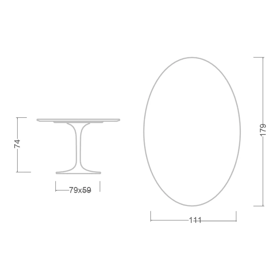 Tavolo Tulip Eero Saarinen H 73 Ovale in Ceramica Diamond Cream Made in Italy - Scarlet Viadurini