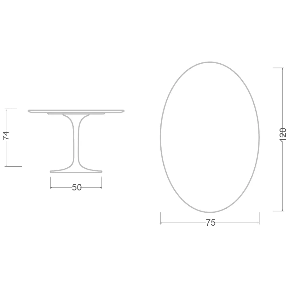 Tavolo Tulip Eero Saarinen H 73 Ovale in Ceramica Entzo Made in Italy - Scarlet Viadurini
