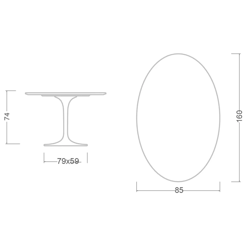 Tavolo Tulip Eero Saarinen H 73 Ovale in Ceramica Statuario Altissimo Made in Italy - Scarlet Viadurini