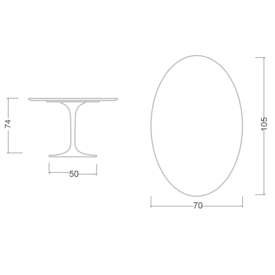 Tavolo Tulip Eero Saarinen H 73 Ovale in Ceramica Statuario Altissimo Made in Italy - Scarlet Viadurini