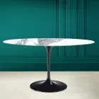 Tavolo Tulip Eero Saarinen H 73 Ovale in Ceramica Statuario Altissimo Made in Italy - Scarlet Viadurini