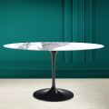 Tavolo Tulip Eero Saarinen H 74 Ovale in Ceramica Statuario Altissimo Made in Italy - Scarlet