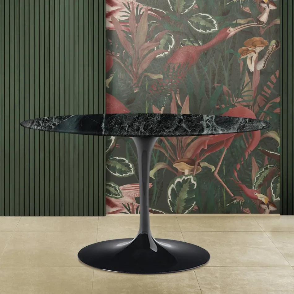 Tavolo Tulip Eero Saarinen H 73 Ovale in Marmo Verde Alpi Made in Italy - Scarlet Viadurini