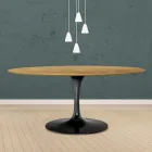 Tavolo Tulip Eero Saarinen H 73 Ovale in Rovere Naturale Made in Italy - Scarlet Viadurini