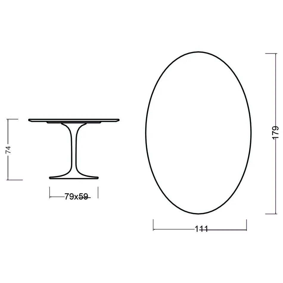 Tavolo Tulip Eero Saarinen H 73 Ovale in Rovere Naturale Made in Italy - Scarlet Viadurini