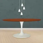 Tavolo Tulip Eero Saarinen H 73 Ovale in Rovere Tinto Ciliegio Made in Italy - Scarlet Viadurini