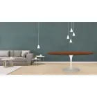 Tavolo Tulip Eero Saarinen H 73 Ovale in Rovere Tinto Noce Scuro Made in Italy - Scarlet Viadurini