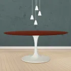 Tavolo Tulip Eero Saarinen H 73 Ovale in Rovere Tinto Palissandro Made in Italy - Scarlet Viadurini