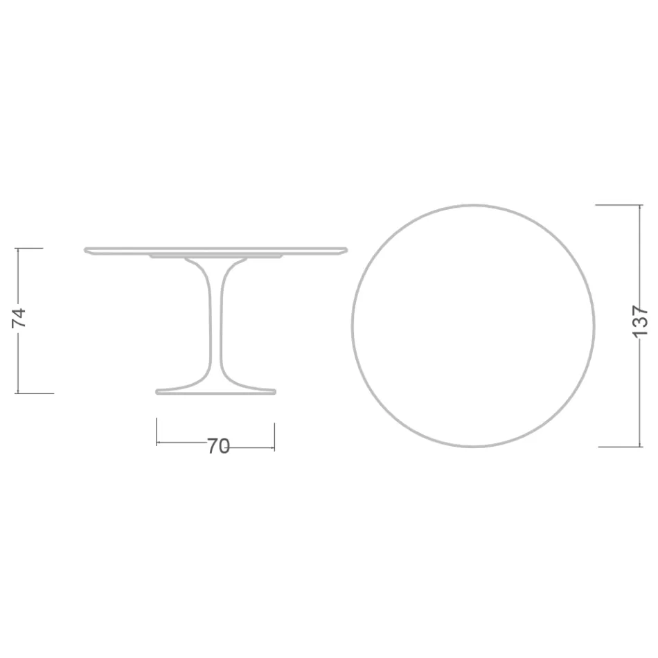 Tavolo Tulip Eero Saarinen H 73 Rotondo in Bianco Assoluto Made in Italy - Scarlet Viadurini