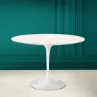 Tavolo Tulip Eero Saarinen H 73 Rotondo in Ceramica Diamond Cream Made in Italy - Scarlet Viadurini