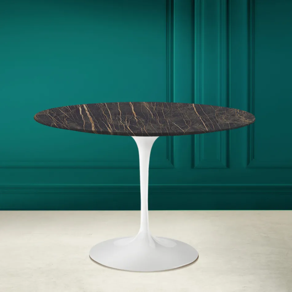 Tavolo Tulip Eero Saarinen H 73 Rotondo in Ceramica Noir Desire Made in Italy - Scarlet Viadurini