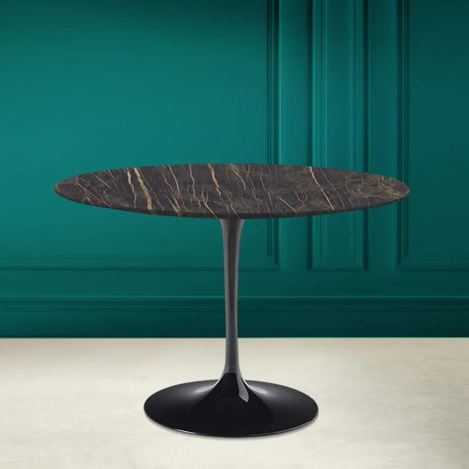 Tavolo Tulip Eero Saarinen H 73 Rotondo in Ceramica Noir Desire Made in Italy - Scarlet Viadurini
