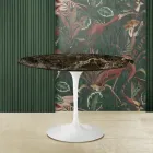 Tavolo Tulip Eero Saarinen H 73 Rotondo in Marmo Emperador Dark Made in Italy - Scarlet Viadurini
