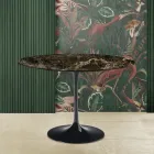 Tavolo Tulip Eero Saarinen H 73 Rotondo in Marmo Emperador Dark Made in Italy - Scarlet Viadurini