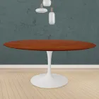 Tavolo Tulip Eero Saarinen H 73 Rotondo in Rovere Tinto Ciliegio Made in Italy - Scarlet Viadurini