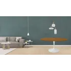 Tavolo Tulip Eero Saarinen H 73 Rotondo in Rovere Tinto Noce Chiaro Made in Italy - Scarlet Viadurini