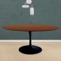Tavolo Tulip Eero Saarinen H 74 Rotondo in Rovere Tinto Noce Scuro Made in Italy - Scarlet