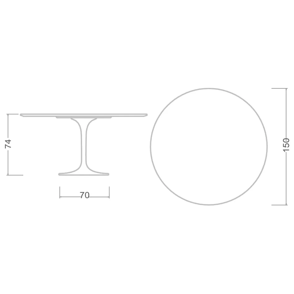 Tavolo Tulip Eero Saarinen H 73 Rotondo in Statuario Altissimo Made in Italy - Scarlet Viadurini