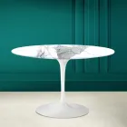 Tavolo Tulip Eero Saarinen H 73 Rotondo in Statuario Altissimo Made in Italy - Scarlet Viadurini