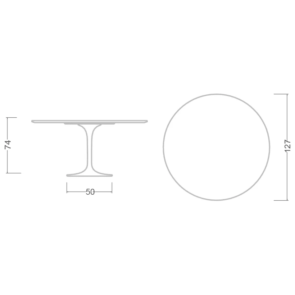 Tavolo Tulip Eero Saarinen H 74 con Piano in Laminato Liquido Bianco Made in Italy - Scarlet Viadurini